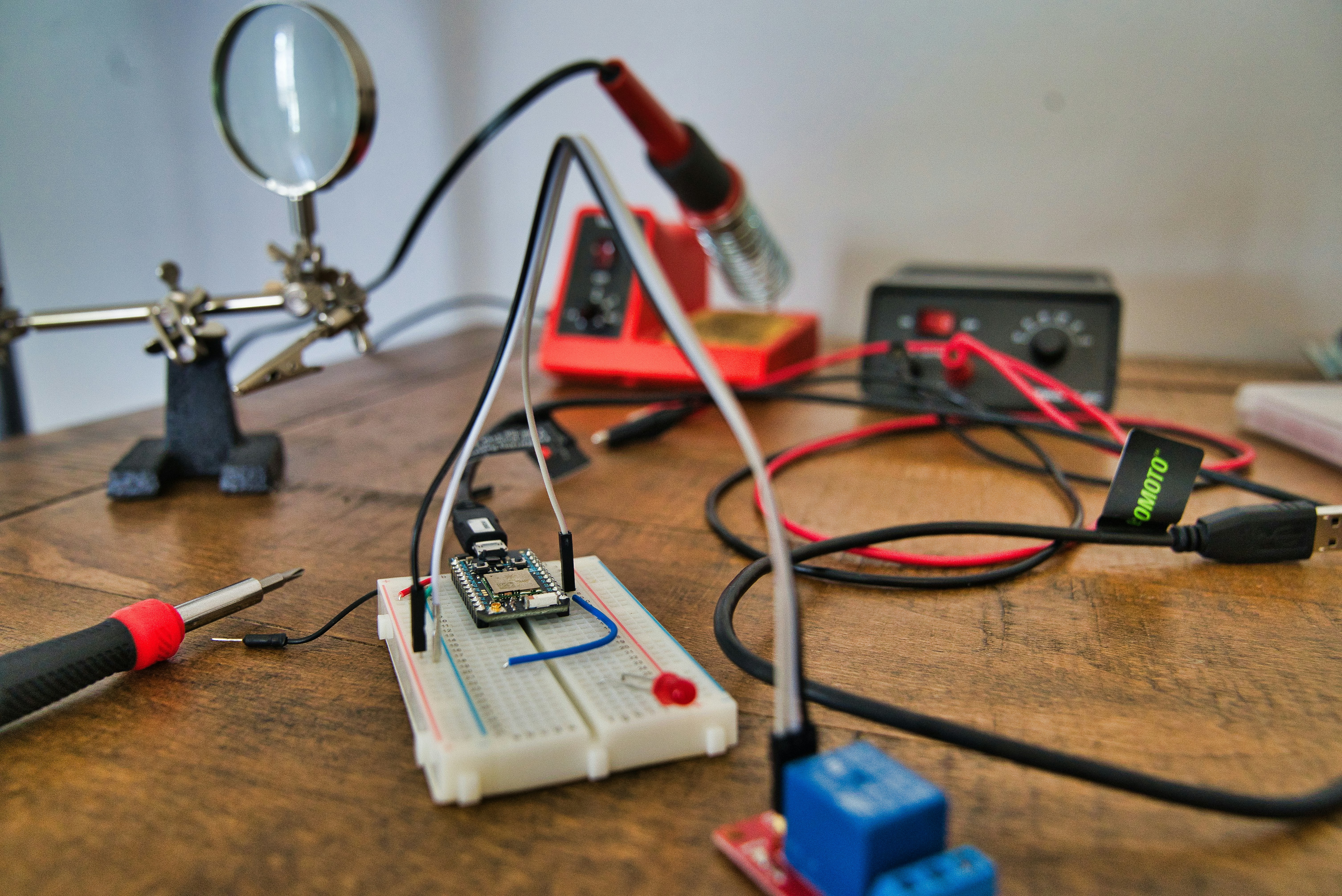 Electrician working on a residential power outlet